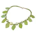 Load image into Gallery viewer, 14K Gold Filled Peridot and Pearl Necklace with Chrysoprase Leaves
