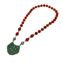 Load image into Gallery viewer, Sponge Coral Necklace with Jadeite Pendant
