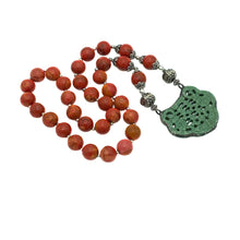 Load image into Gallery viewer, Sponge Coral Necklace with Jadeite Pendant
