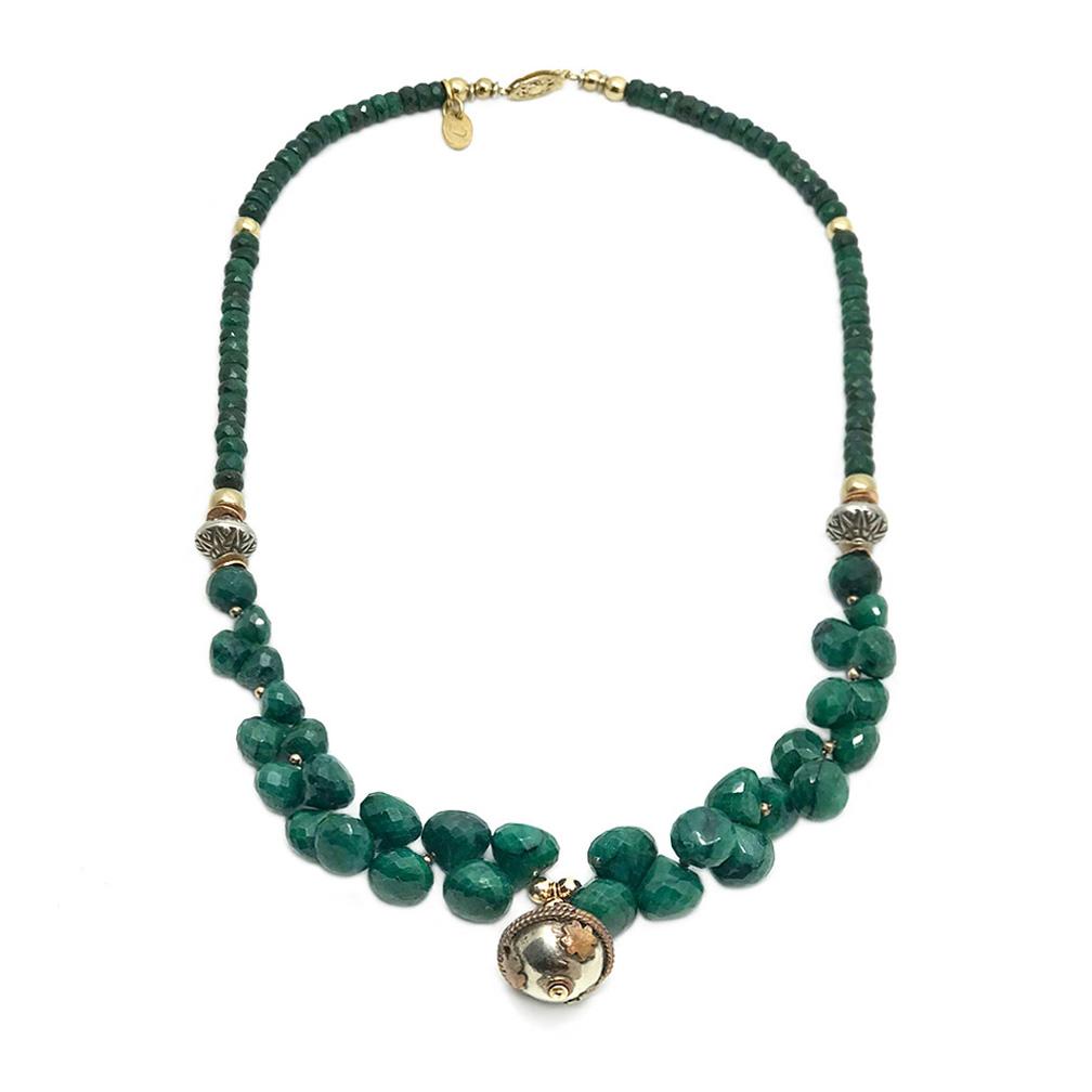 Necklace with Candy Kiss Cut Emerald