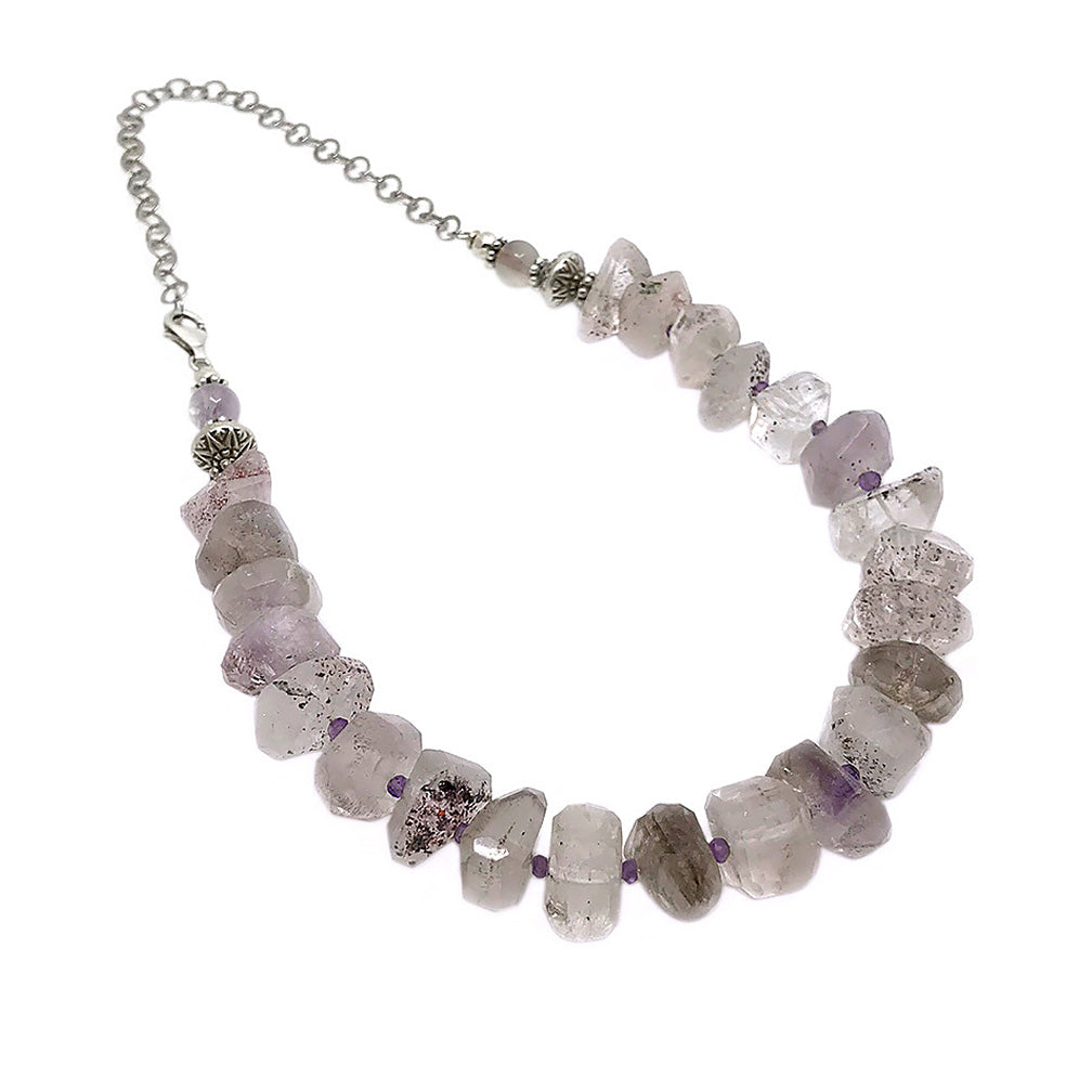 Moss Amethyst w/Sterling Chain Necklace