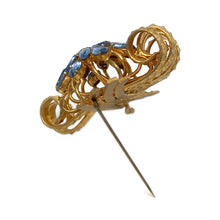 Load image into Gallery viewer, Gilt Brooch with French Blue Rhinestone
