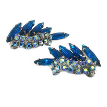 Load image into Gallery viewer, Blue Rhinestone Clip-On Earrings
