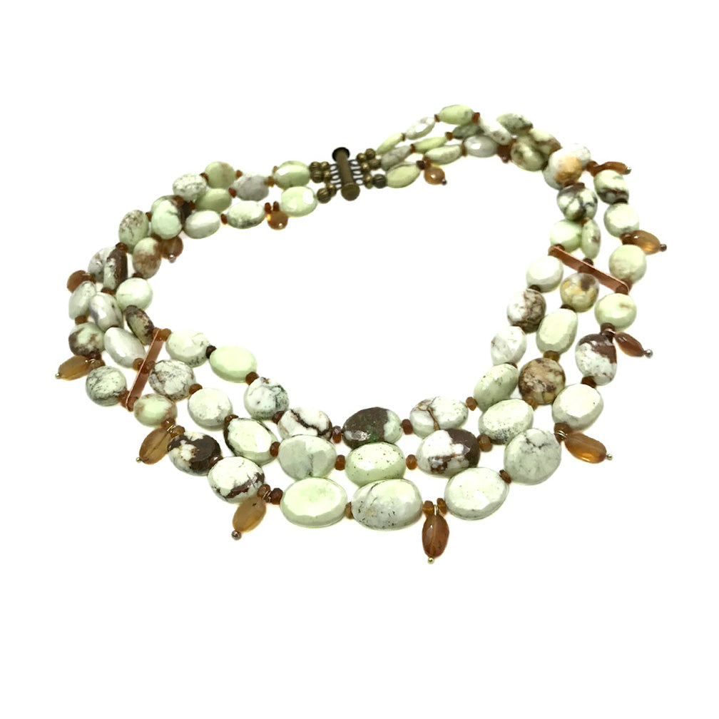 Chrysoprase and Hessonite Necklace