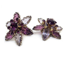Load image into Gallery viewer, Purple and Lavender Glass Floral Earrings
