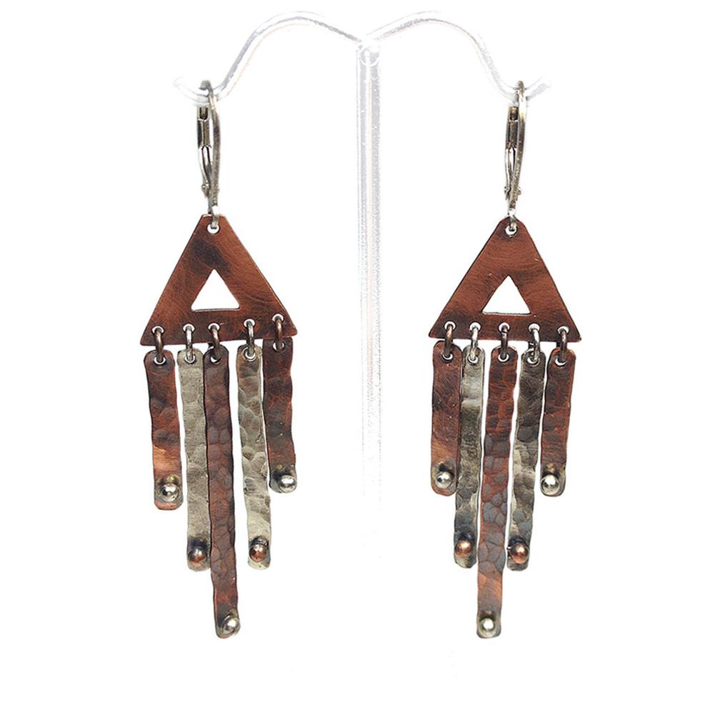 Sterling and Copper Drop Earrings