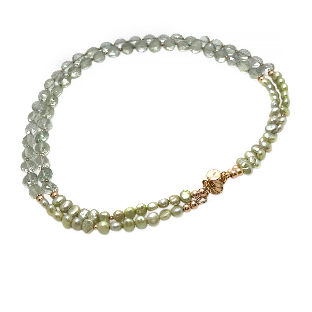 Prasiolite Coin Double Strand Necklace