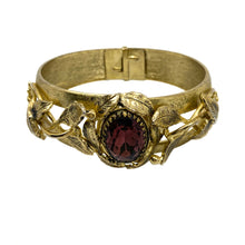 Load image into Gallery viewer, Brass Cuff with Purple Stone

