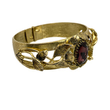 Load image into Gallery viewer, Brass Cuff with Purple Stone
