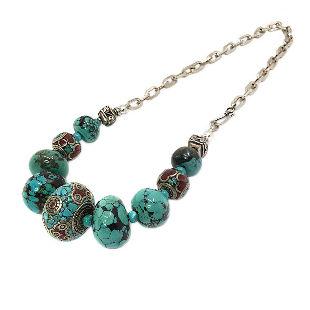 Turquoise Necklace with Sterling Chain