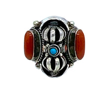 Load image into Gallery viewer, Tibetan Coral &amp; Turquoise Ring

