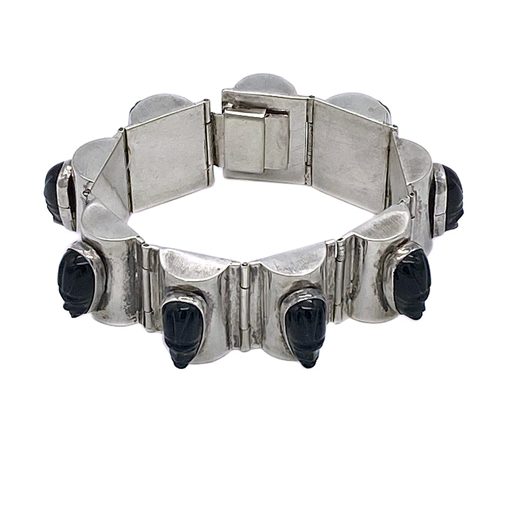 Mexico Silver Bracelet with Onyx Faces
