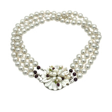 Load image into Gallery viewer, Swarovski Triple Strand Pearl Necklace
