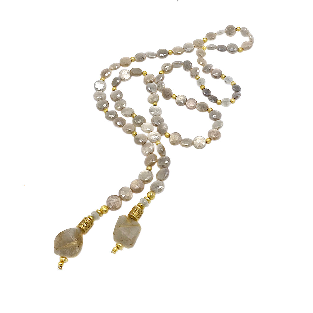 Moonstone Necklace w/Golden Rutilated Quartz
