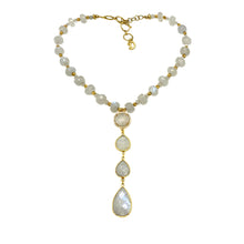 Load image into Gallery viewer, Rainbow Moonstone and Vermeil Drop Necklace
