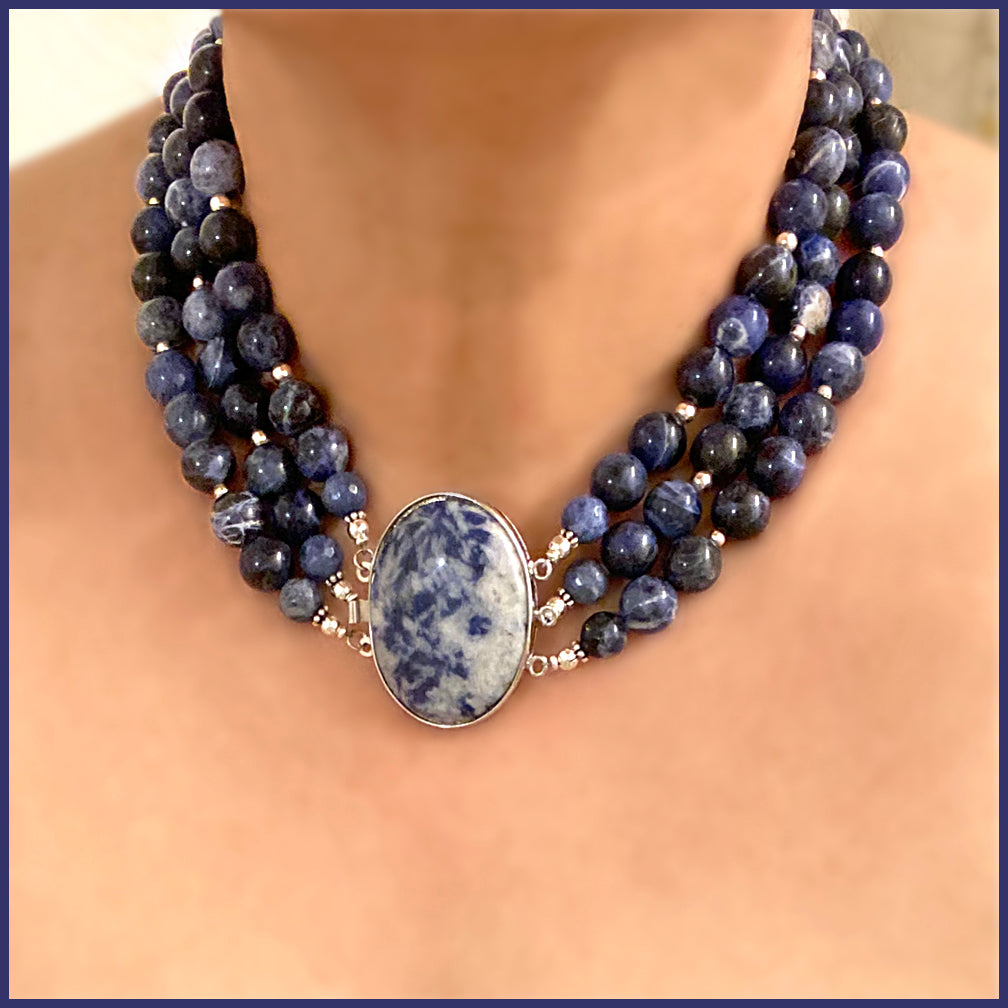 Sodalite Triple Strand Necklace