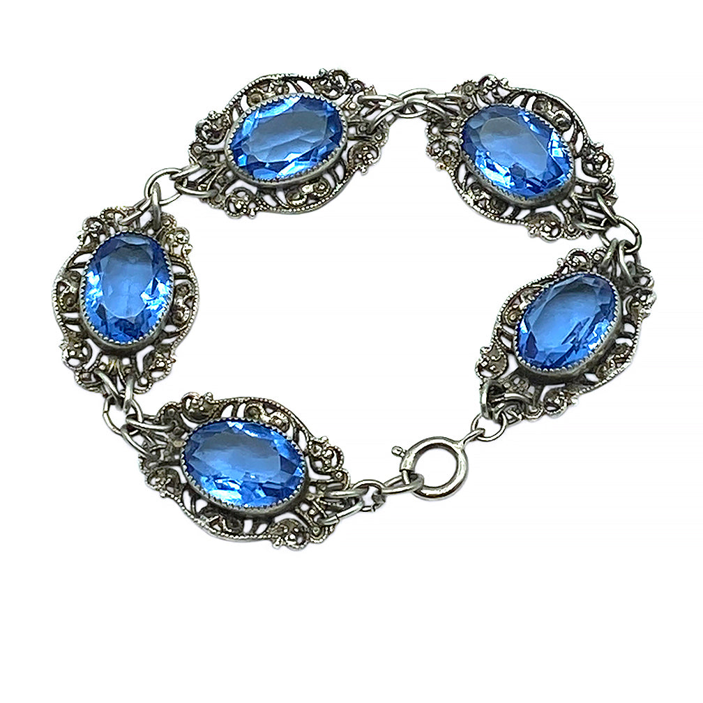 Filigree Bracelet w/Blue Stones