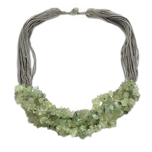 Load image into Gallery viewer, Moss Agate Chips w/Silk Strand Necklace
