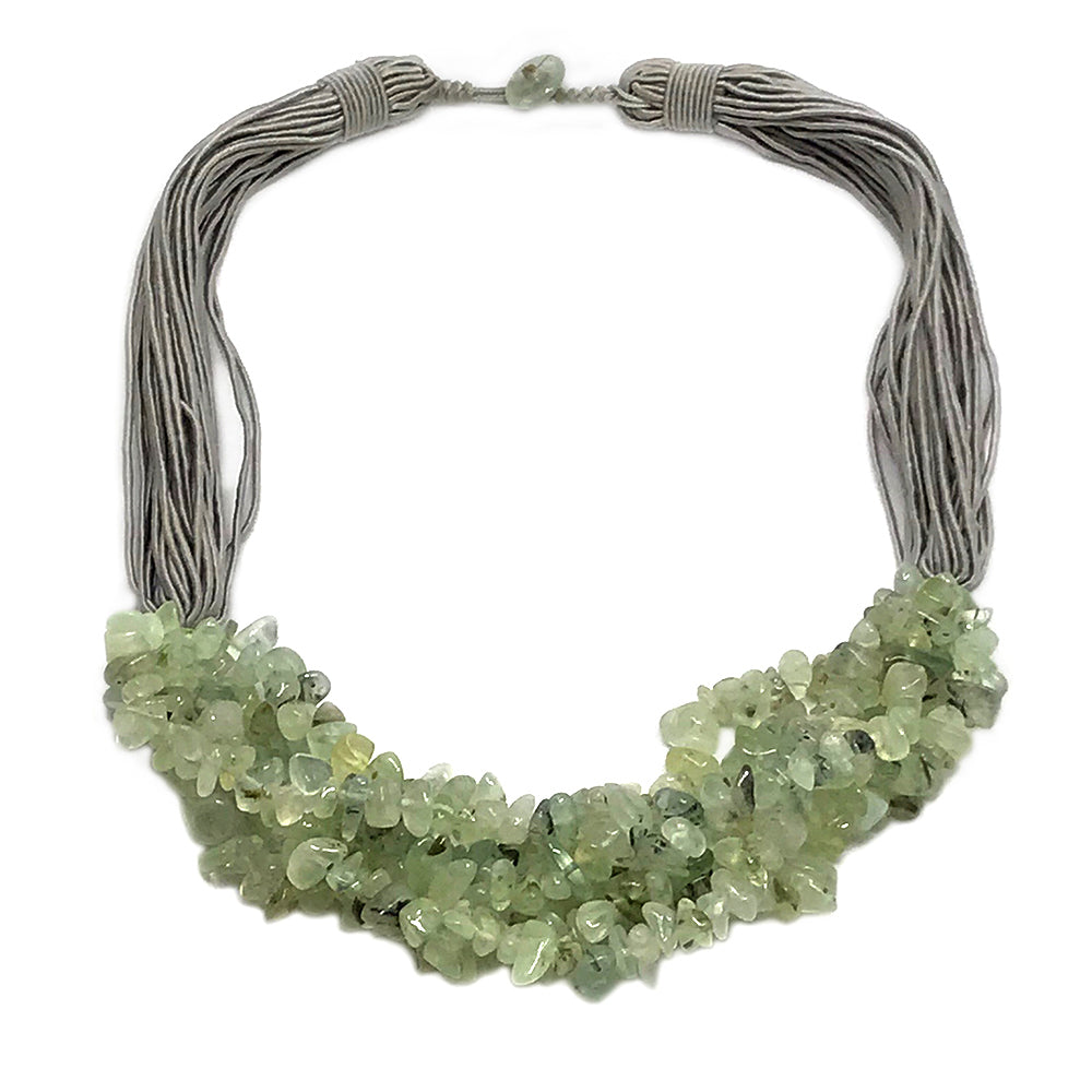 Moss Agate Chips w/Silk Strand Necklace