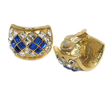 Load image into Gallery viewer, Royal Blue and Clear Rhinestone Earrings
